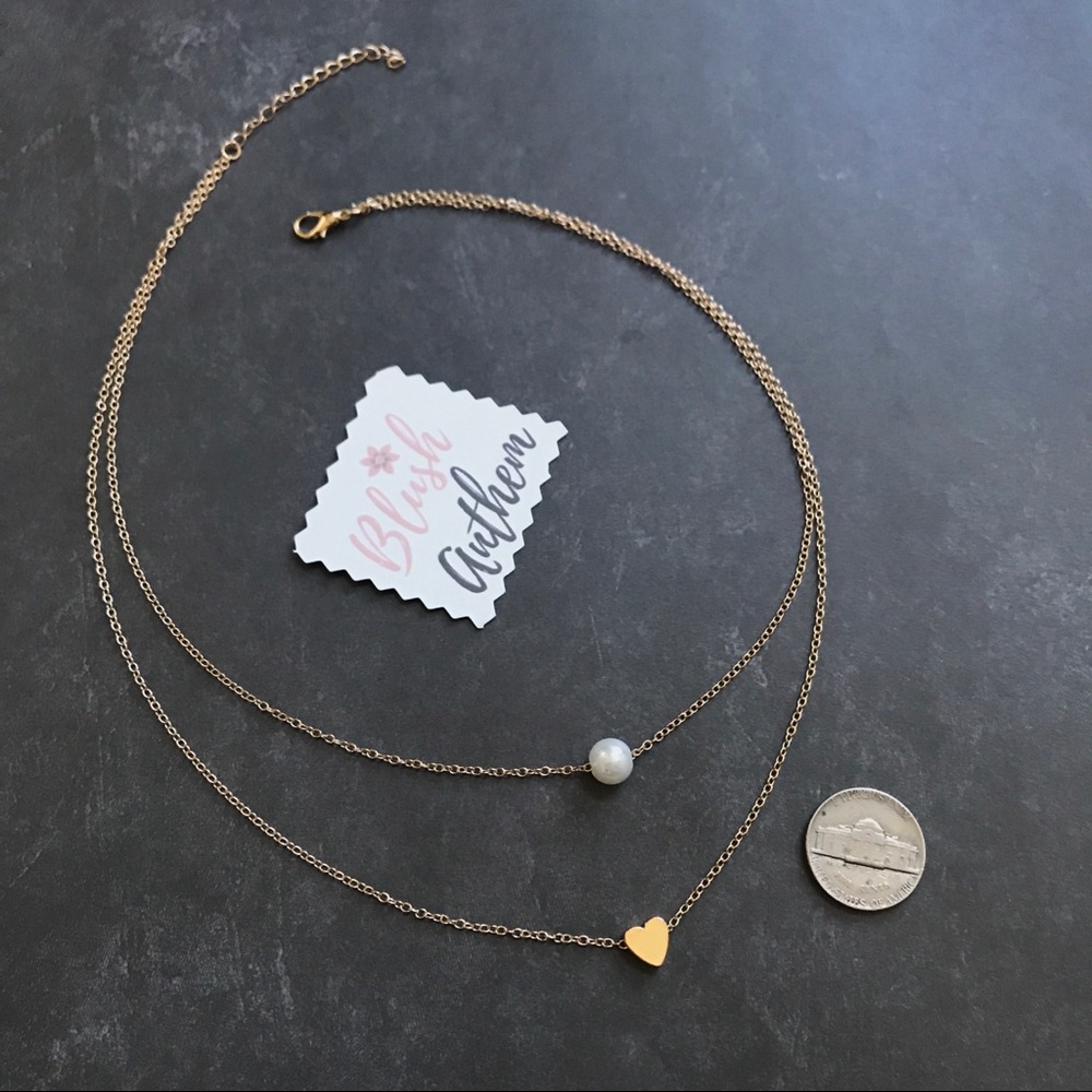 3/$25⚡️heart & faux pearl multilayer necklace - Picture 7 of 8